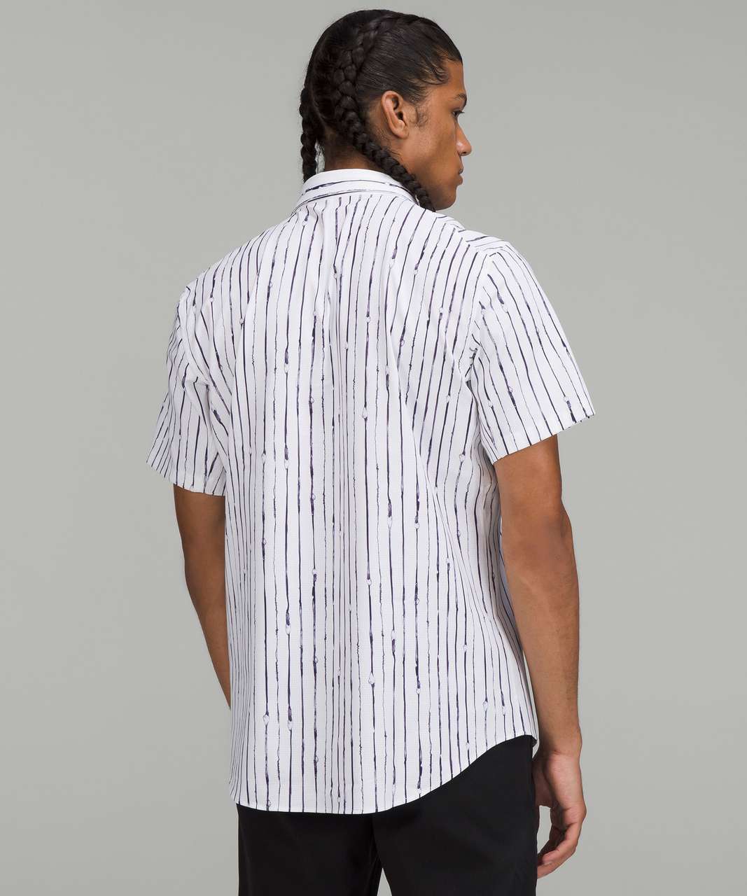 Lululemon Airing Easy Short Sleeve Shirt - Painters Stripe White Night Sea