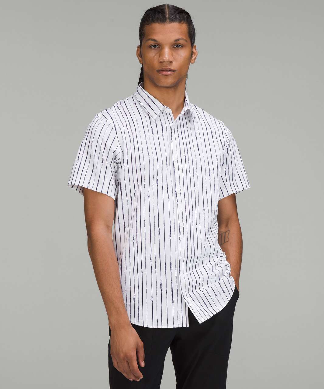 Lululemon Airing Easy Short Sleeve Shirt - Painters Stripe White Night ...