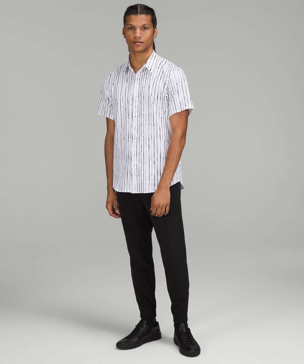 Lululemon Airing Easy Short Sleeve Shirt - Painters Stripe White Night Sea