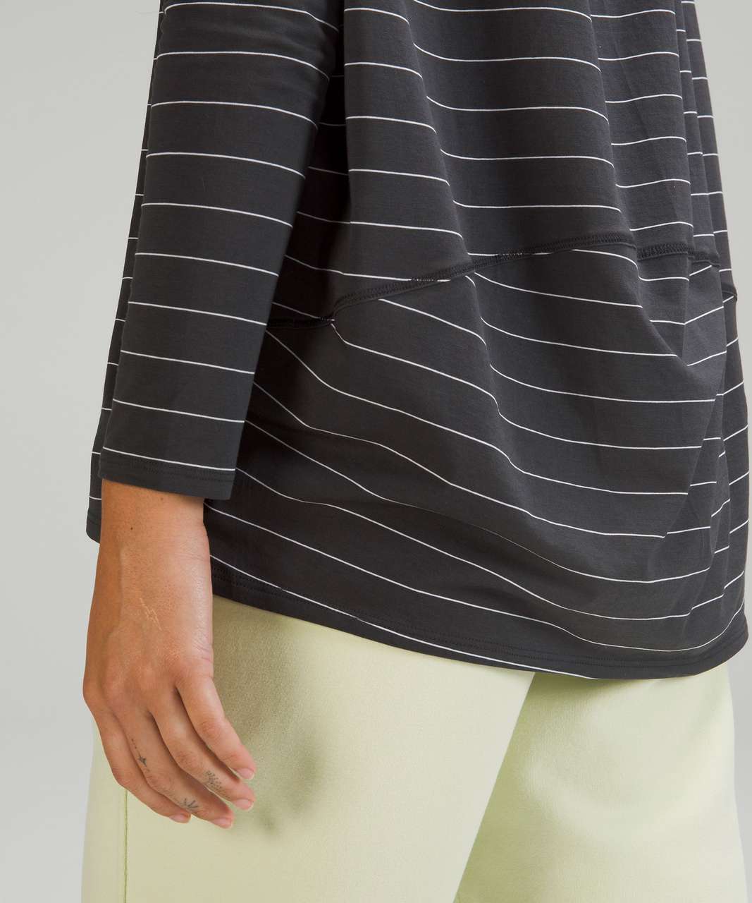 Lululemon Back in Action Long Sleeve Shirt - Short Serve Stripe Graphite Grey White