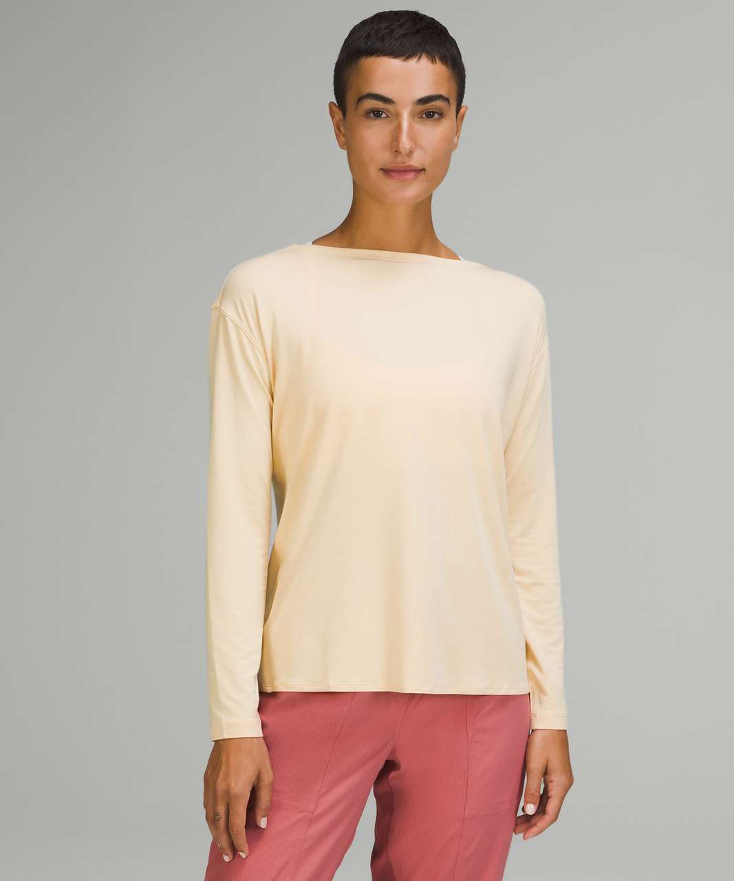 Lululemon Modal-Blend Open-Back Long Sleeve Shirt - Prosecco - lulu fanatics