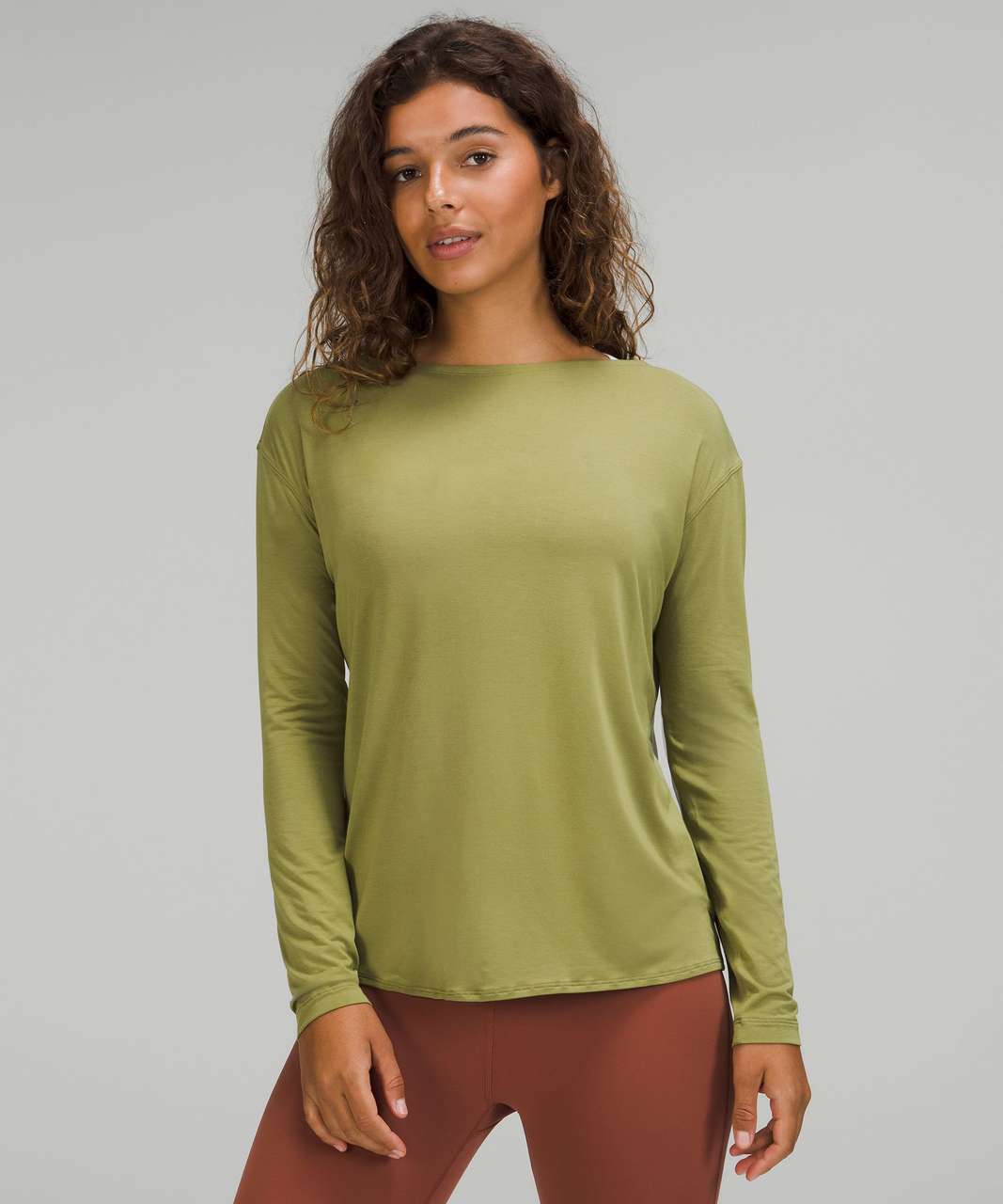 Lululemon Modal-Blend Open-Back Long Sleeve Shirt - Bronze Green