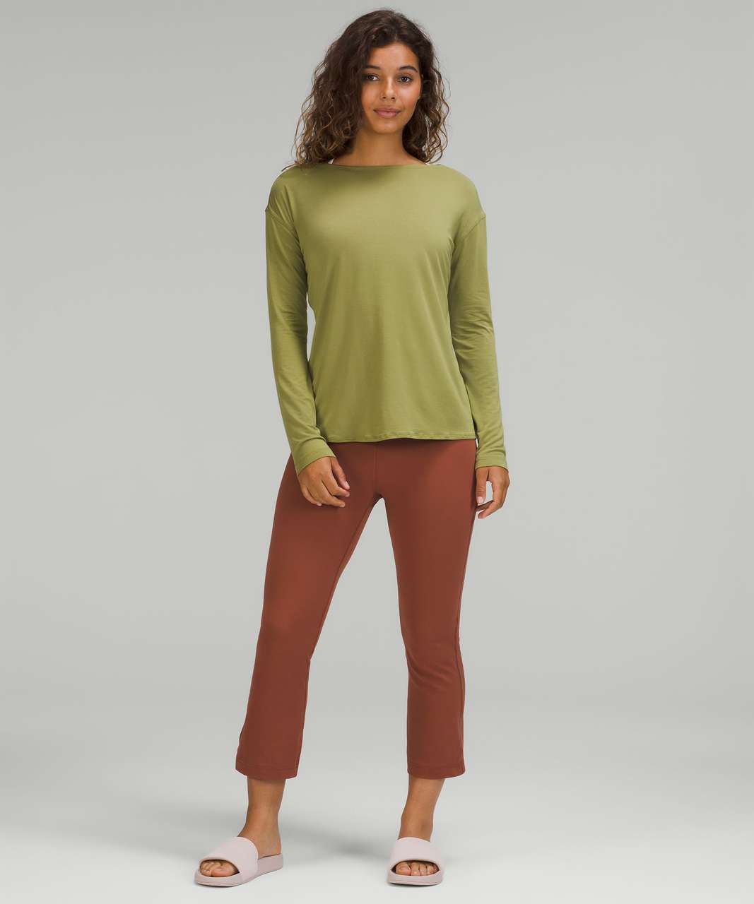 Lululemon Modal-Blend Open-Back Long Sleeve Shirt - Bronze Green