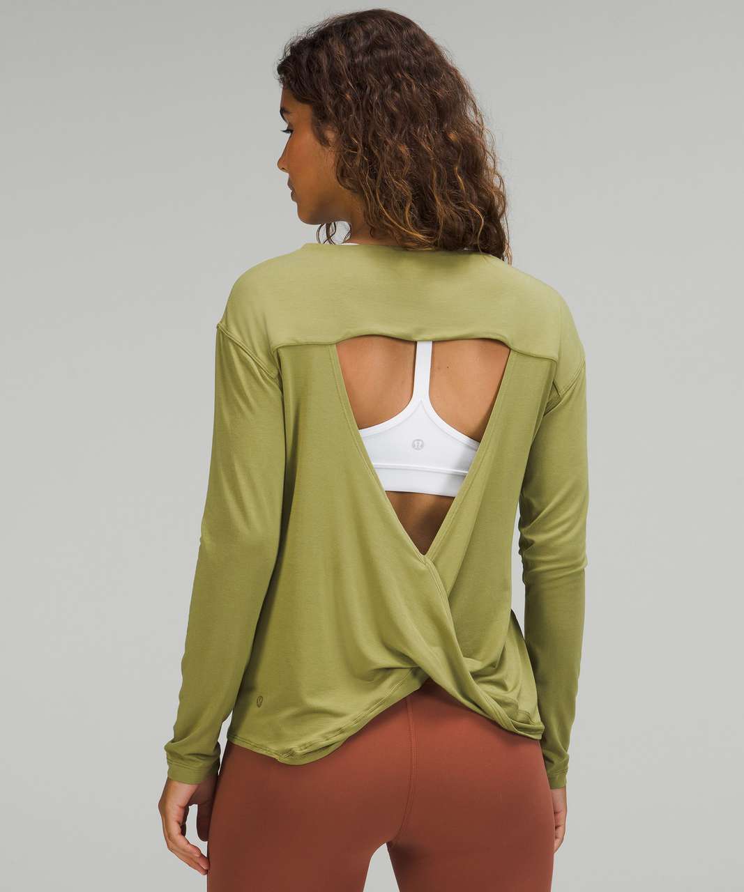 Modal Silk Twist-Back Yoga Long-Sleeve Shirt