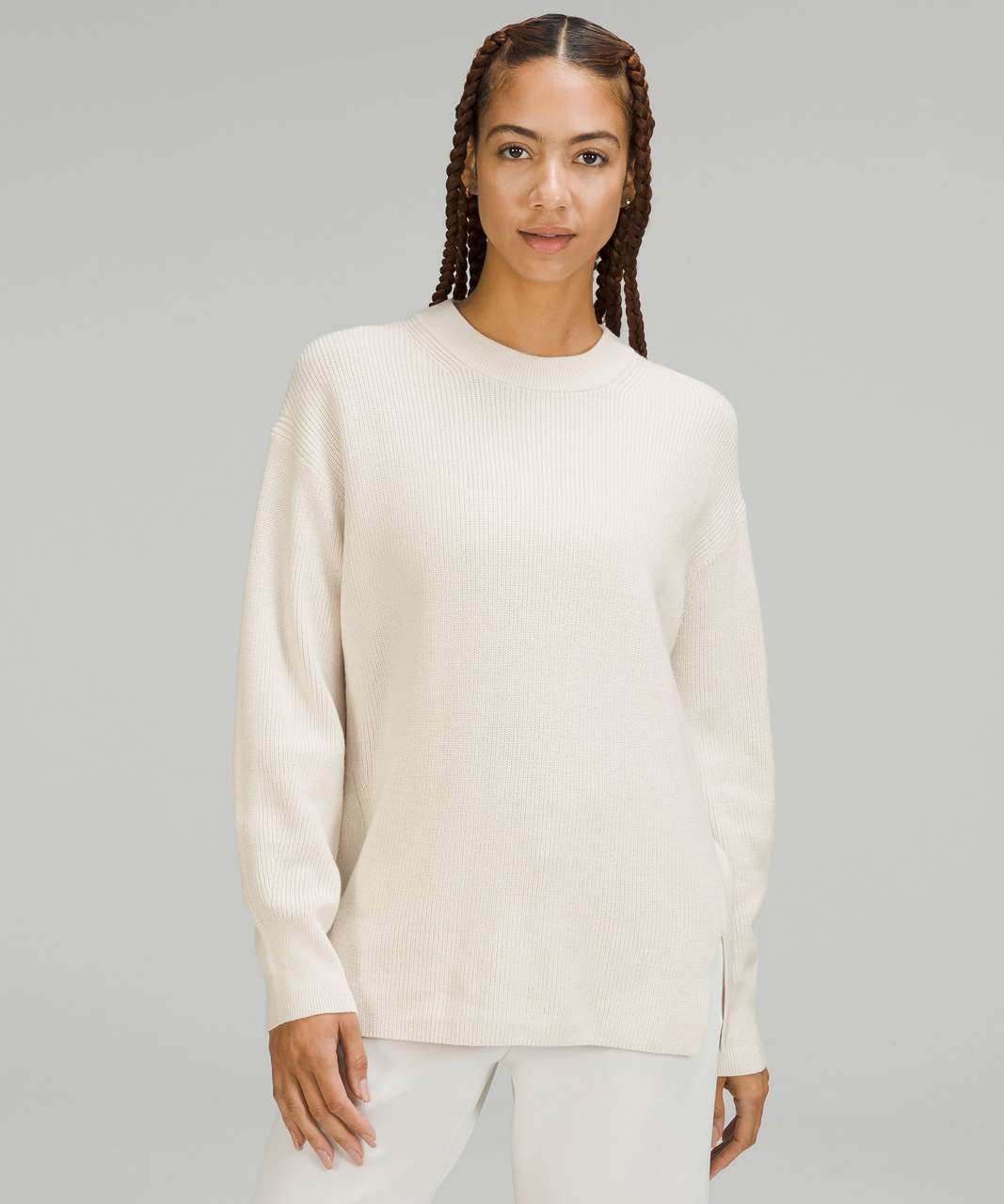 Lululemon Merino Wool-Blend Ribbed Crewneck Sweater - White Opal 