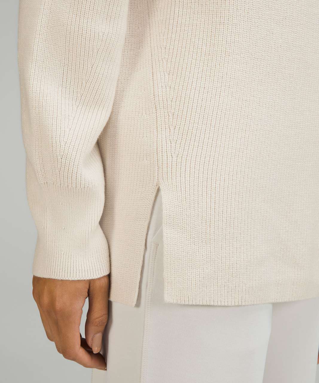 Lululemon Merino Wool-Blend Ribbed Crewneck Sweater - White Opal