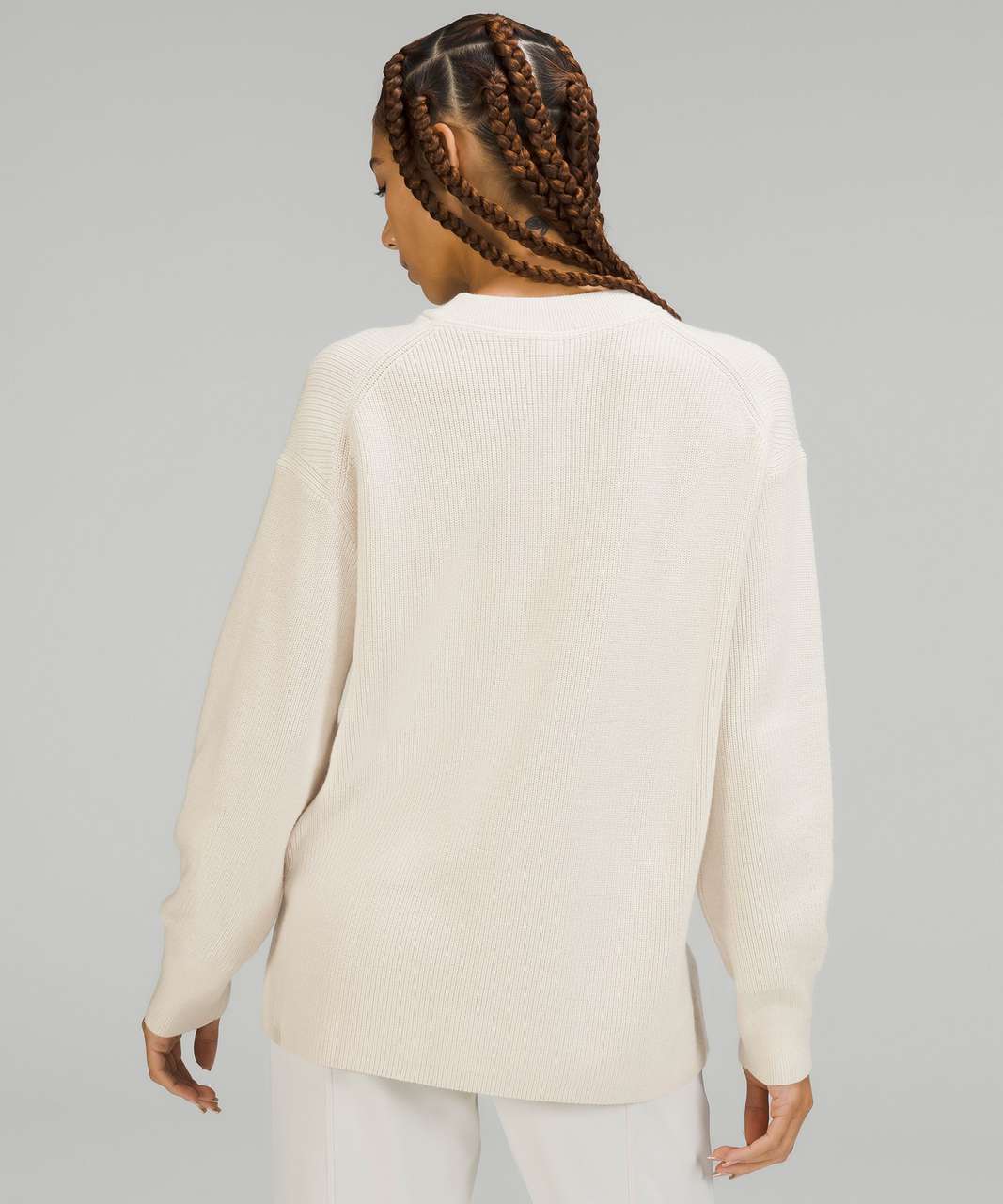 Lululemon Merino Wool-Blend Ribbed Crewneck Sweater - White Opal