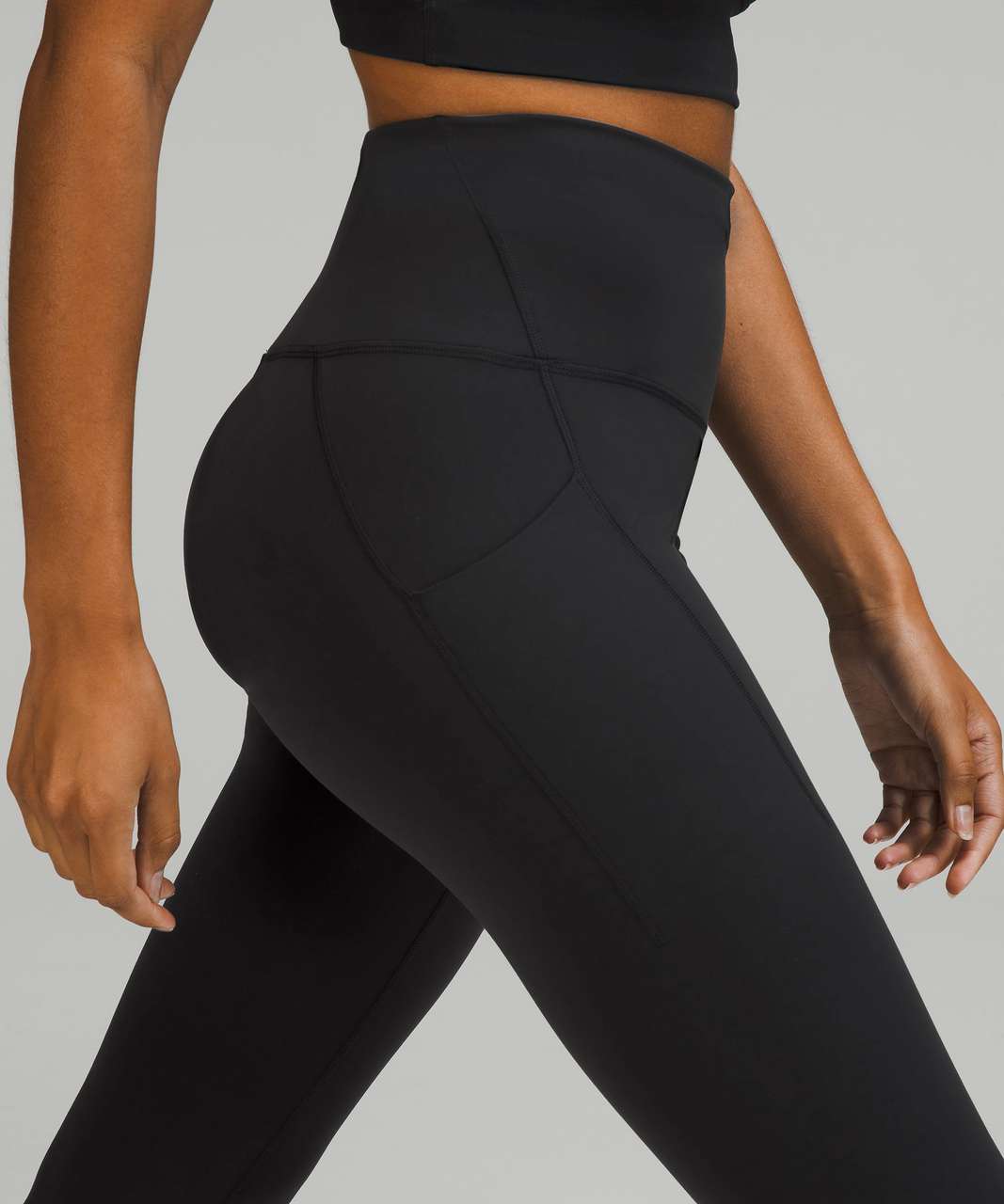 Lululemon Wunder Train High-Rise Crop with Pockets 23 - Black - lulu  fanatics