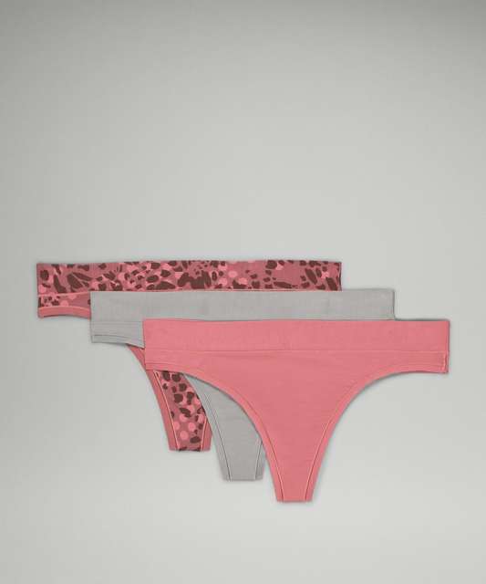 Lululemon UnderEase Mid-Rise Thong Underwear - Dew Pink - lulu fanatics