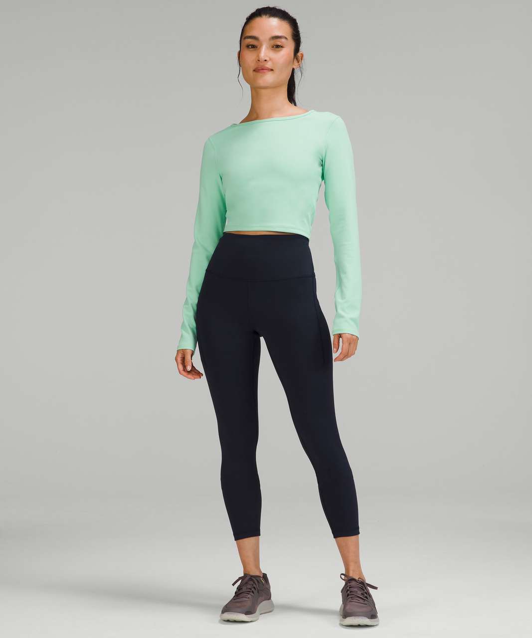 Lululemon Wunder Train Cropped Long Sleeve Shirt - Wild Mint