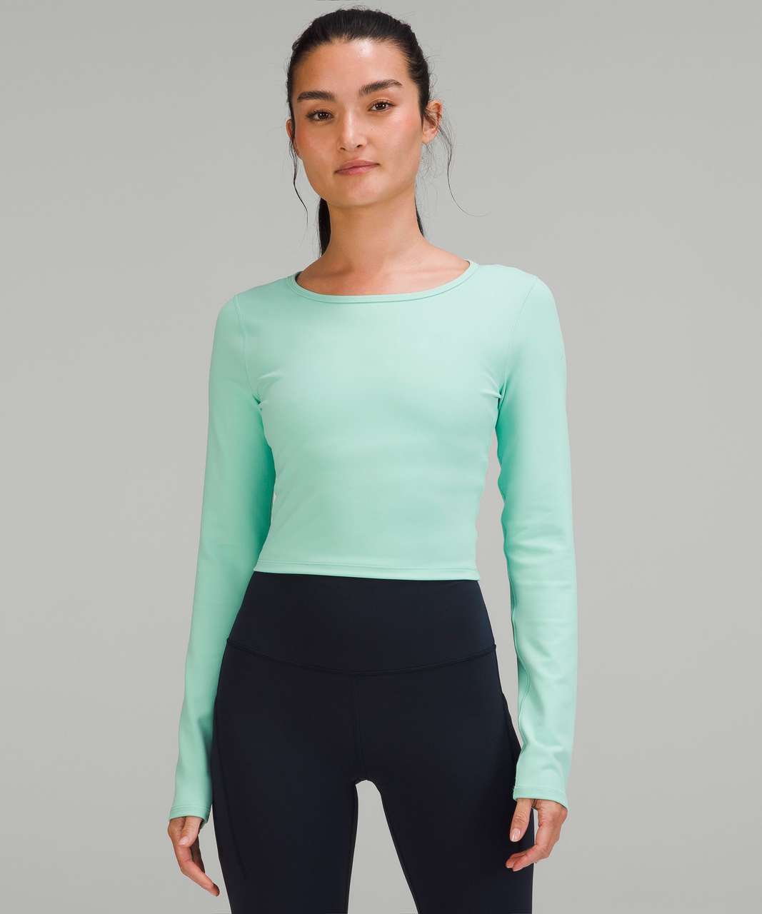 Lululemon Wunder Train Cropped Long Sleeve Shirt - Wild Mint - lulu ...