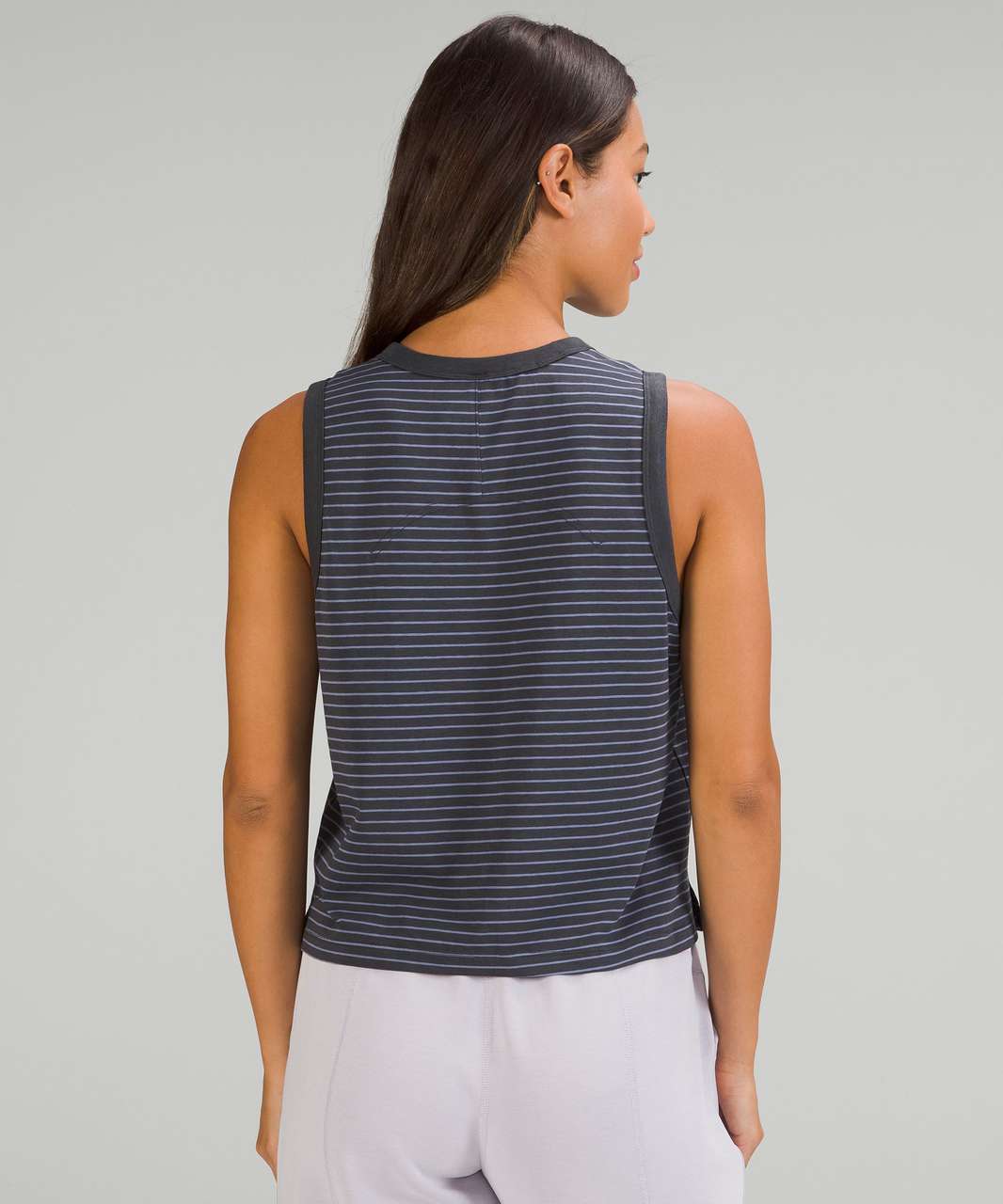 Lululemon Classic-Fit Cotton-Blend Tank Top - Parallel Stripe Graphite Grey Peri Purple