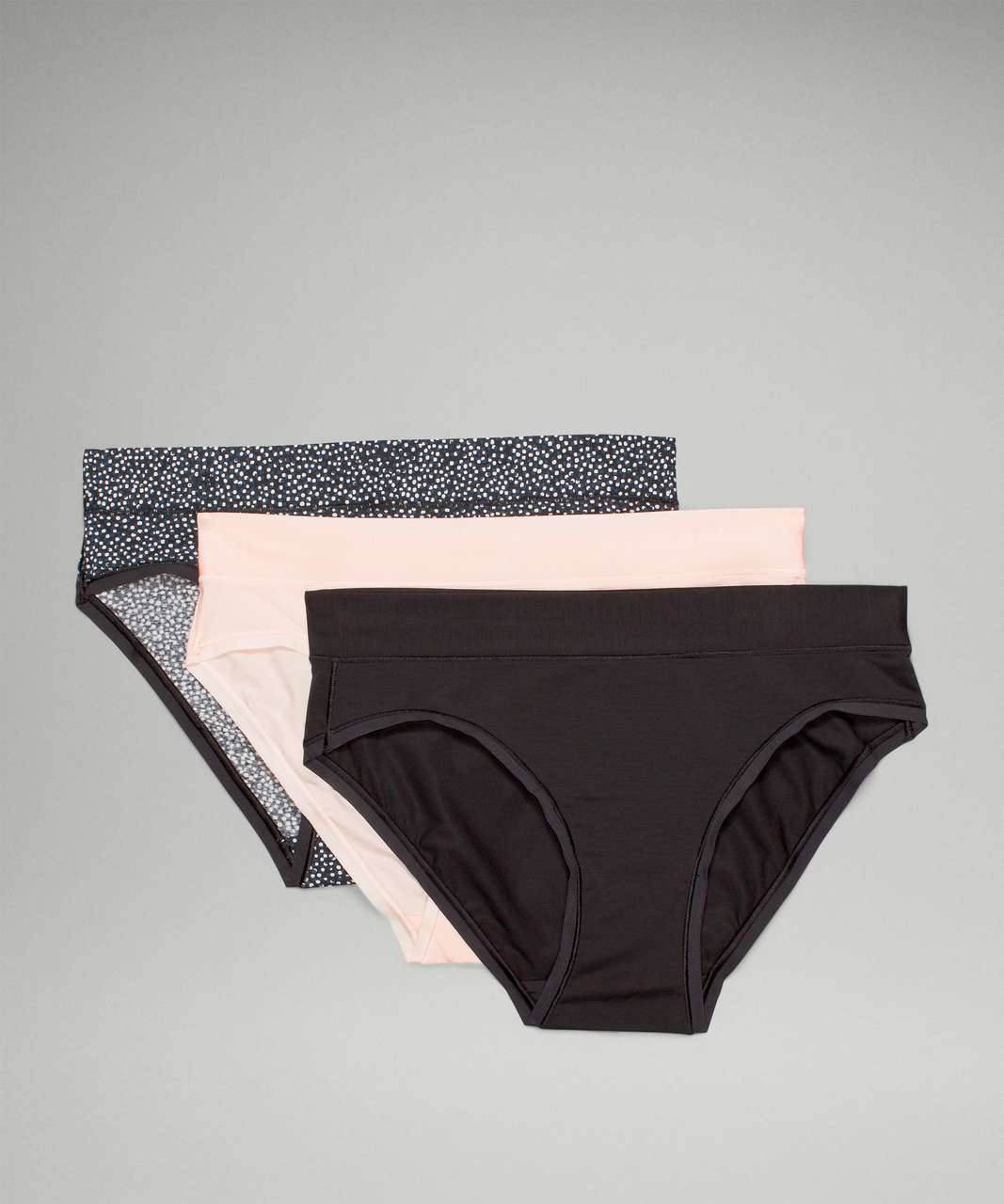 Lululemon UnderEase Mid-Rise Bikini Underwear 3 Pack - Double Dimension  Starlight Black / Butter Pink / Black - lulu fanatics