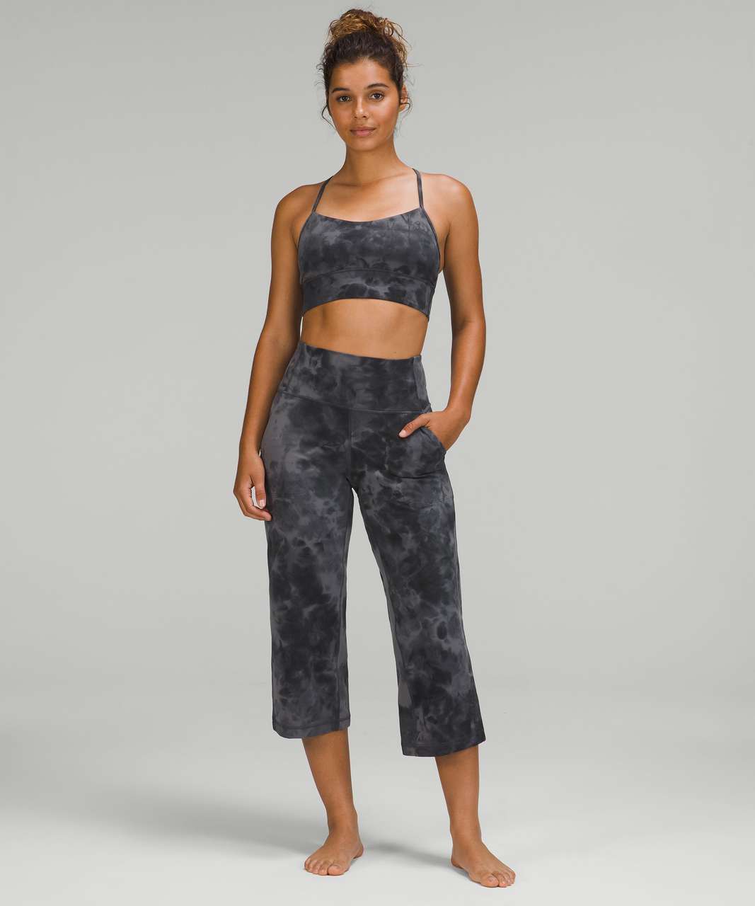 Lululemon Flow Y Nulu Longline Bra *Light Support, A–C Cups - Diamond Dye  Pitch Grey Graphite Grey - lulu fanatics