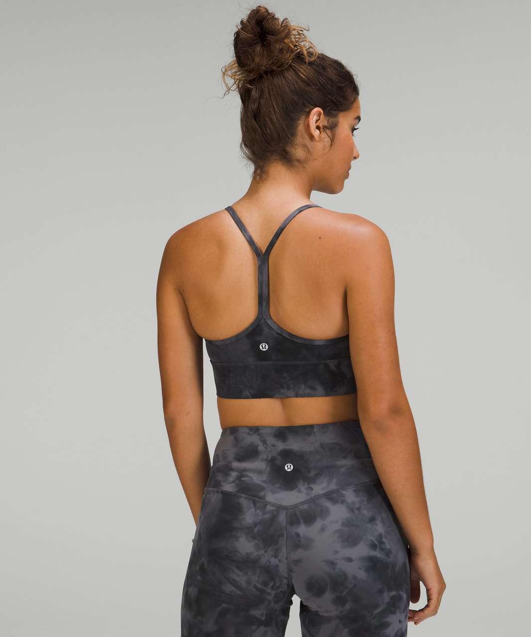 Lululemon Flow Y Nulu Longline Bra *Light Support, A–C Cups - Diamond Dye  Pitch Grey Graphite Grey - lulu fanatics