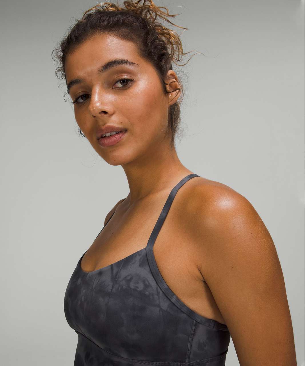 Lululemon Flow Y Nulu Longline Bra *Light Support, A–C Cups - Diamond Dye Pitch Grey Graphite Grey