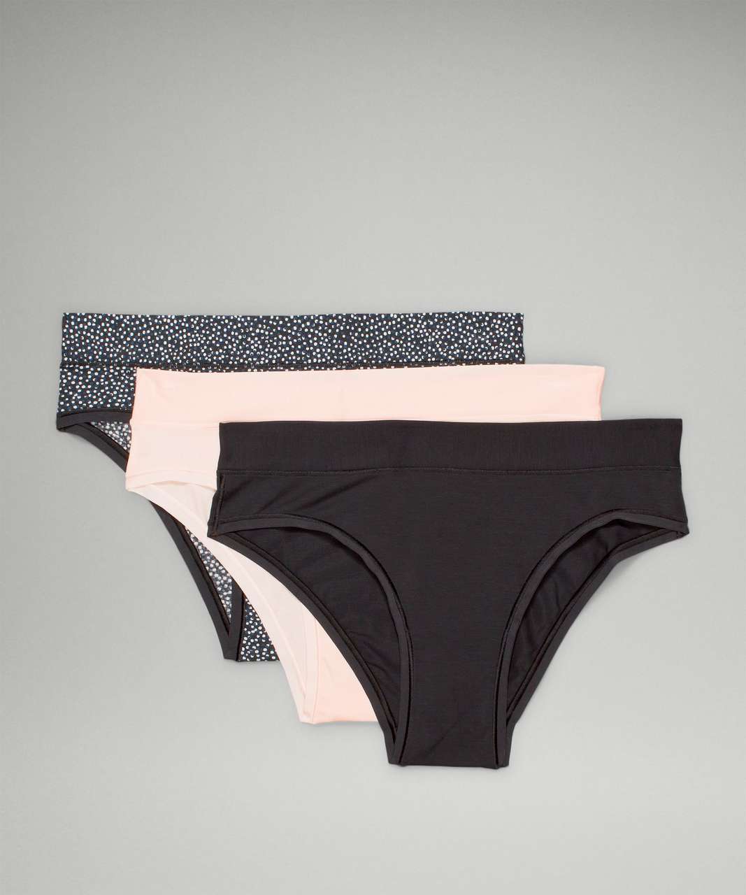 Lululemon UnderEase Mid-Rise Cheeky Bikini Underwear 3 Pack - Double  Dimension Starlight Black / Butter Pink / Black - lulu fanatics