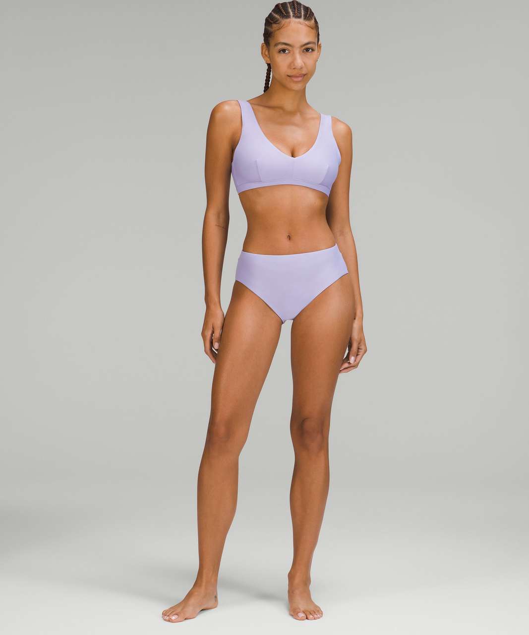 High Waist Bikini Bottom in Lurex Lilac - Sauipe Swim