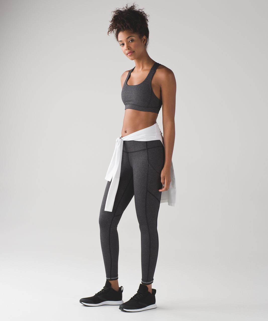 Lululemon Fast Lane Bra - Power Luxtreme Variegated Knit Black Heathered Black