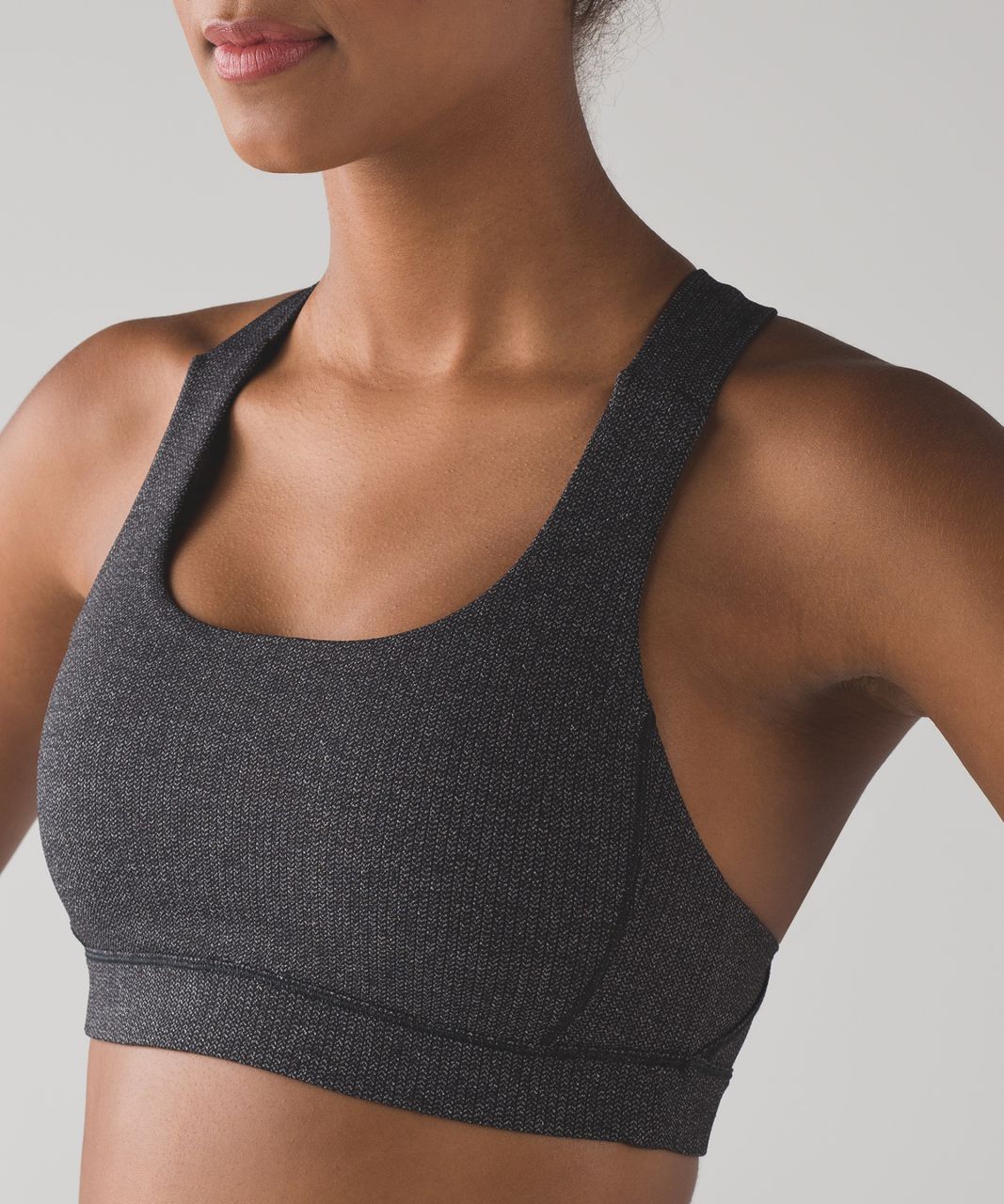 Lululemon Fast Lane Bra - Power Luxtreme Variegated Knit Black Heathered Black