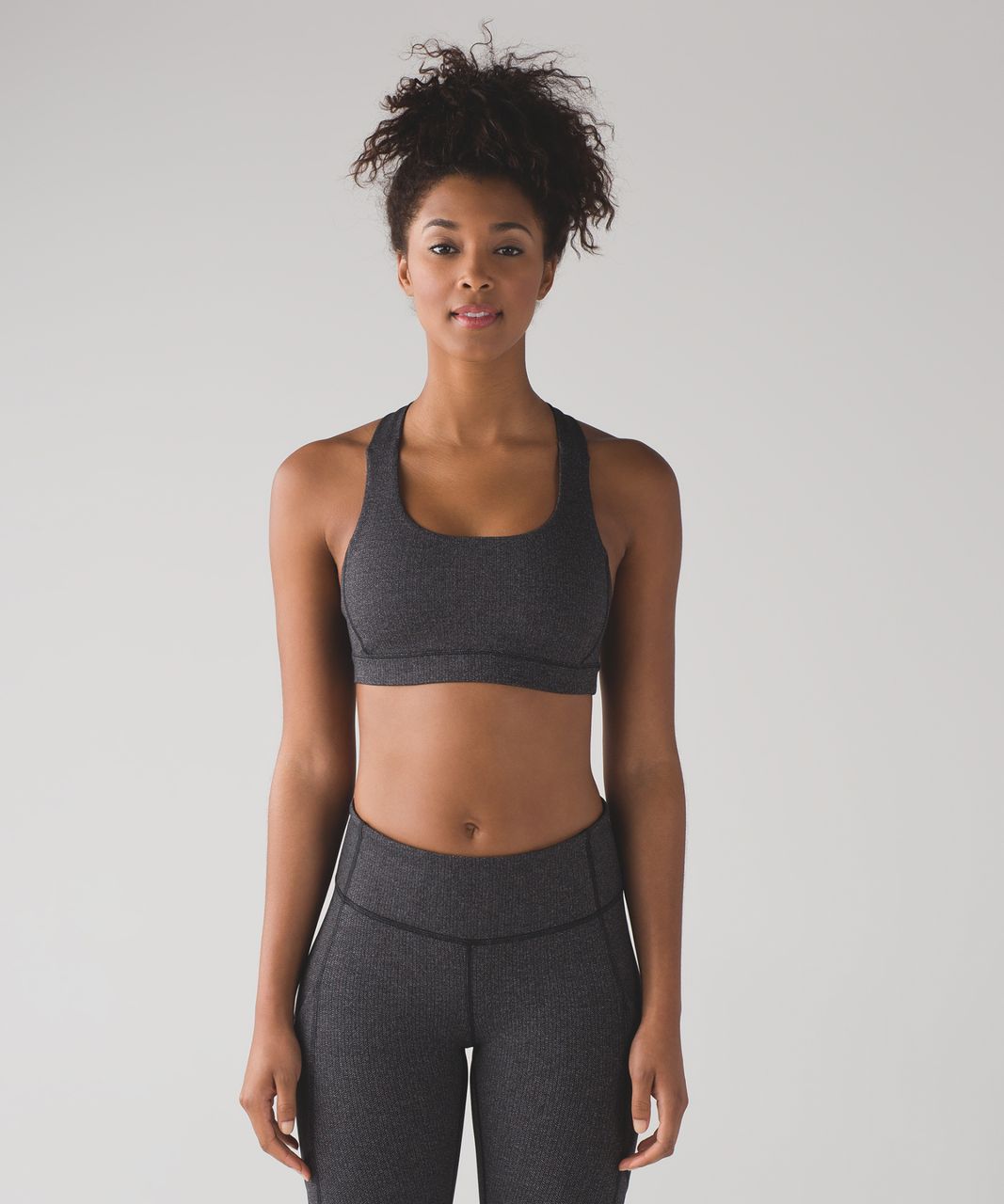 Lululemon Fast Lane Bra - Power Luxtreme Variegated Knit Black Heathered Black