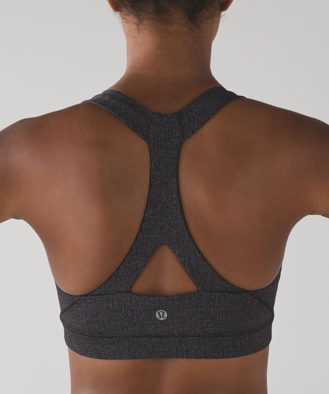 Lululemon Fast Lane Bra - Power Luxtreme Variegated Knit Black Heathered Black