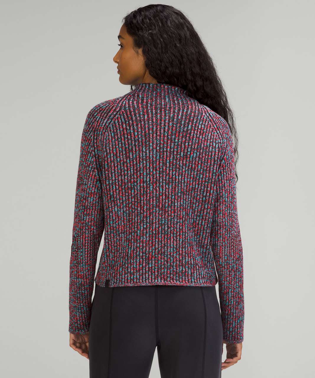 Lululemon Cotton-Cashmere Blend Mock Neck Sweater - Carnation Red / Black  Granite / Electric Turquoise / Dark Heather Grey - lulu fanatics