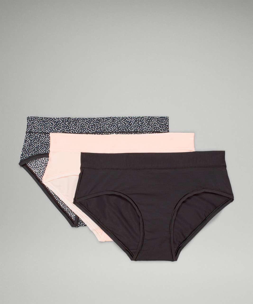 Lululemon UnderEase Mid-Rise Hipster Underwear 3 Pack - Double Dimension Starlight Black / Butter Pink / Black