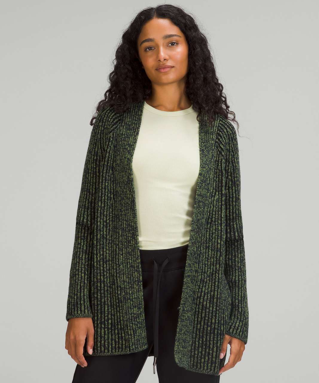 Lululemon Cotton-Cashmere Blend Sweater Wrap - Green Foliage / True Navy / Black Granite / Black