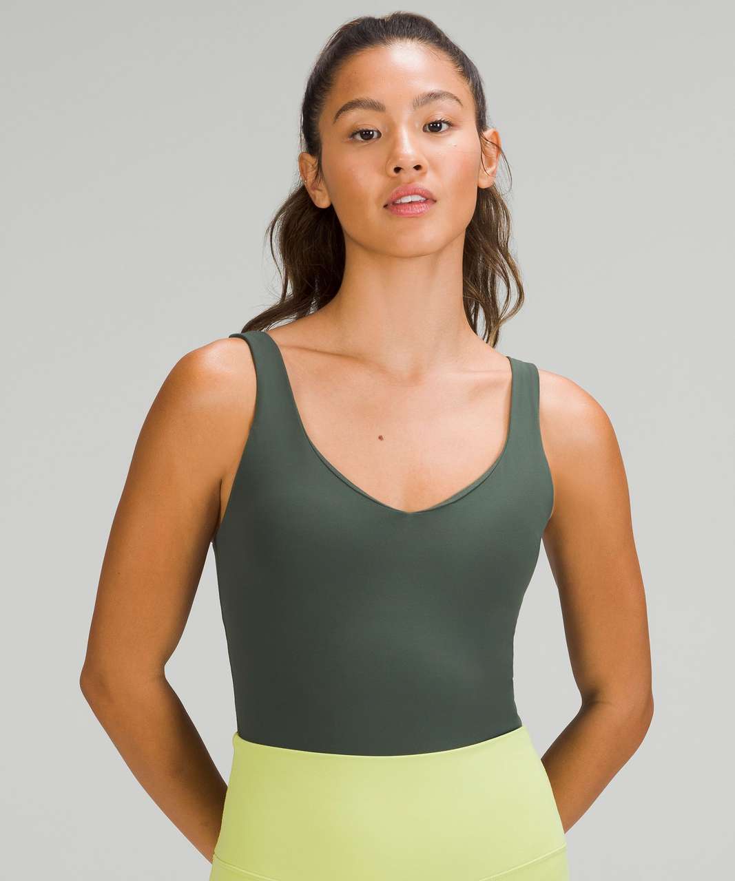 NWT Women's Lululemon Align Bodysuit 25” BRZG Green One Piece Sz