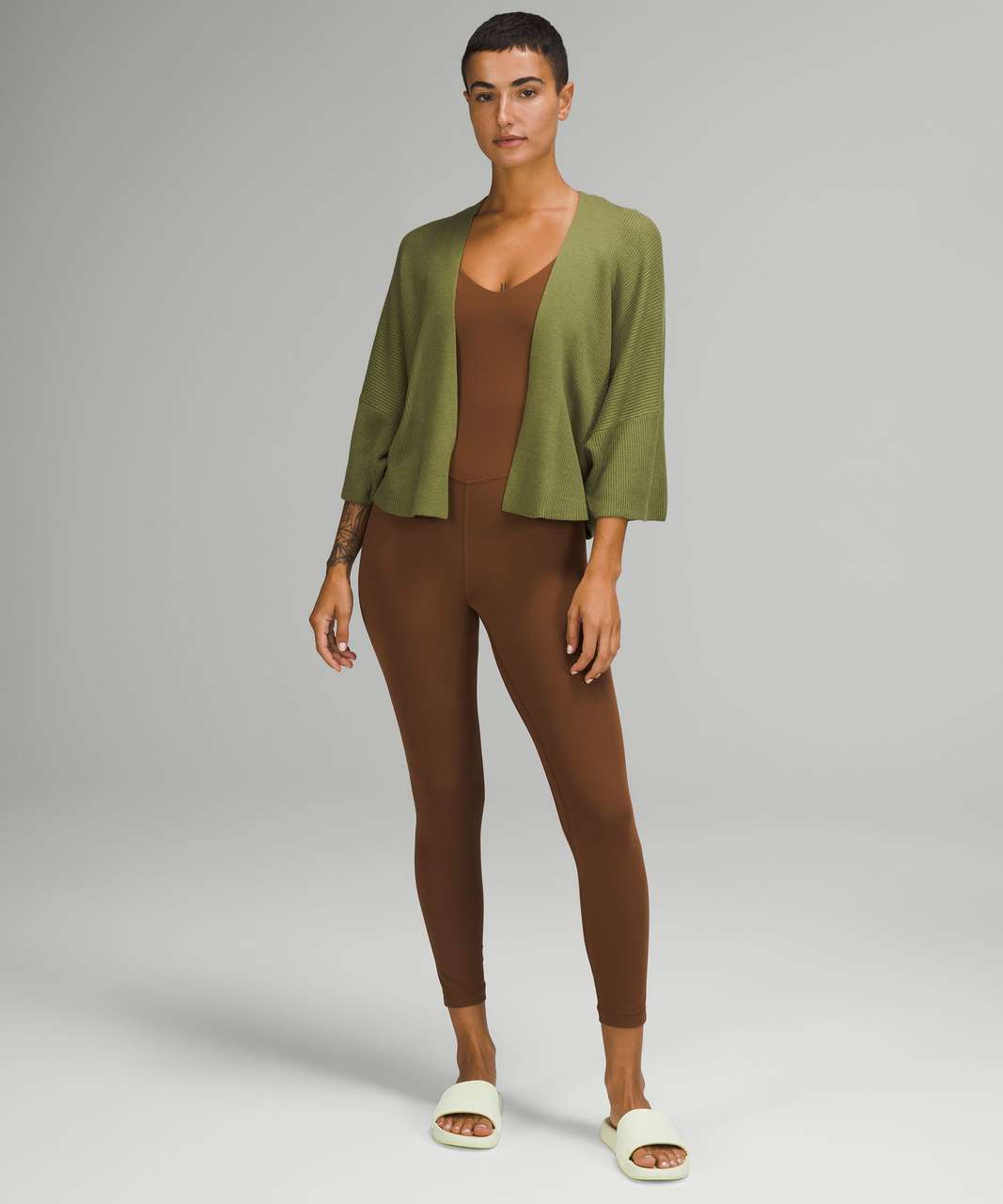 Lululemon Boxy Cashlu Knit Wrap - Bronze Green