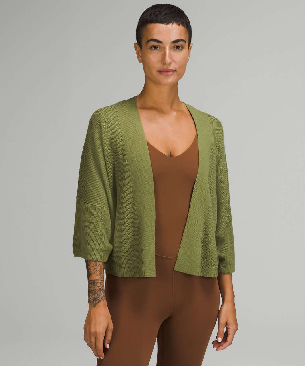 Lululemon Boxy Cashlu Knit Wrap - Bronze Green