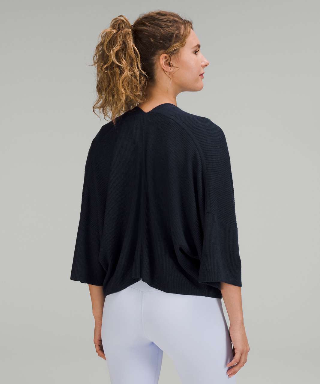 Lululemon Boxy Cashlu Knit Wrap - Heathered True Navy