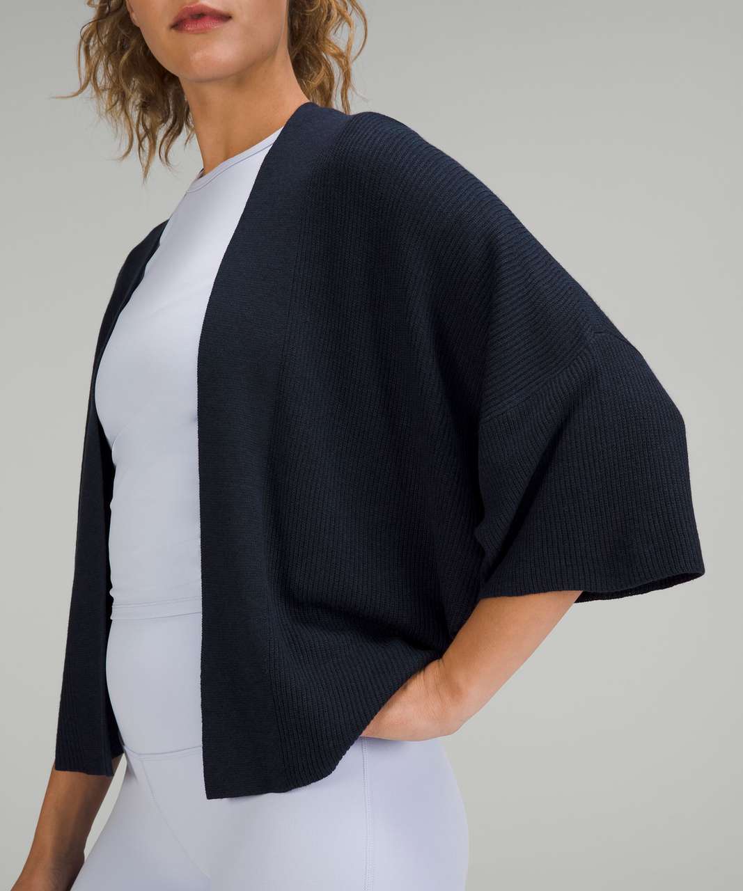 Lululemon Boxy Cashlu Knit Wrap - Heathered True Navy