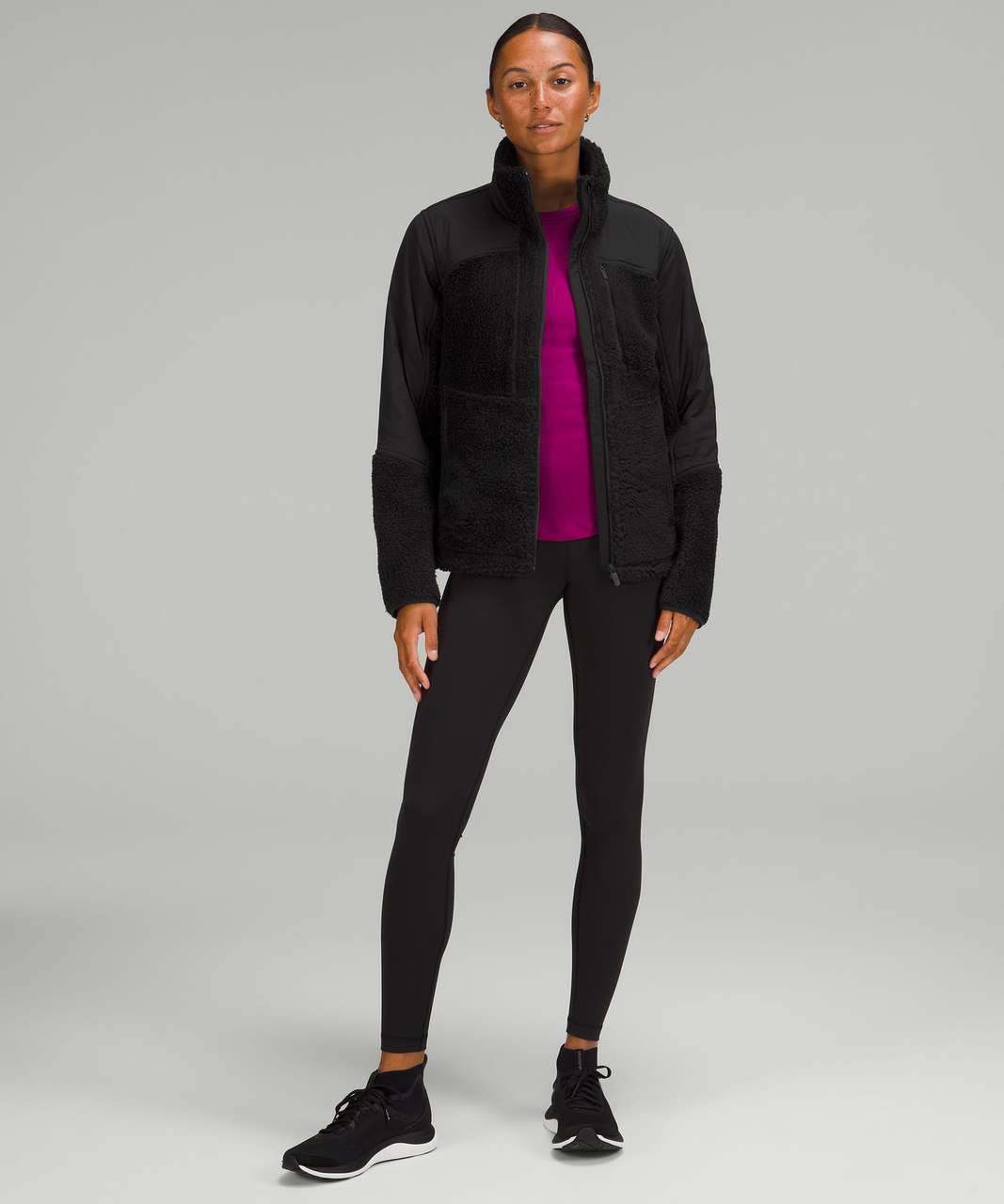 lululemon athletica, Jackets & Coats, Lululemon Textured Fleece Fullzip  Jacket Black