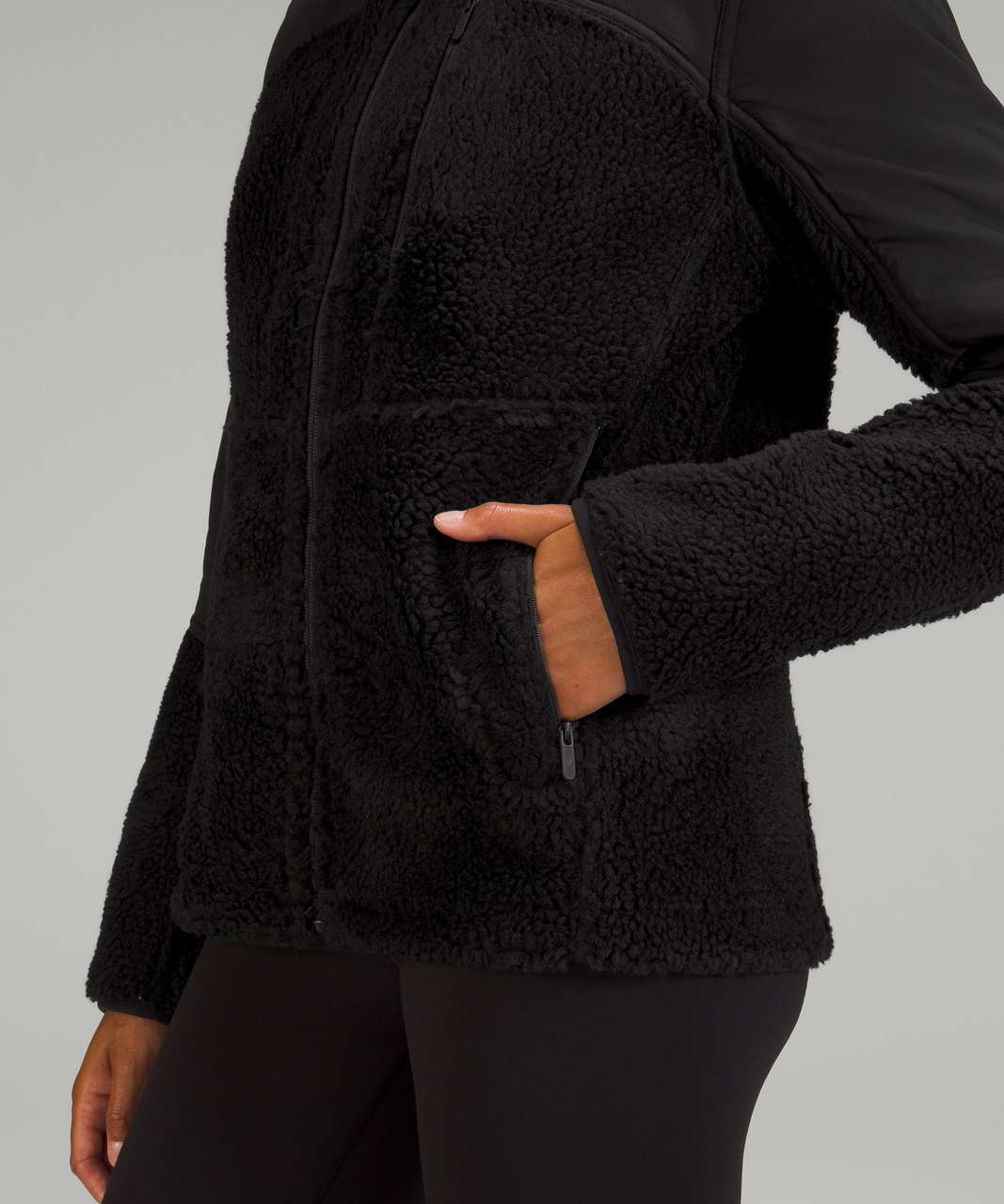 Lululemon Textured Fleece Button Jacket - Black - lulu fanatics