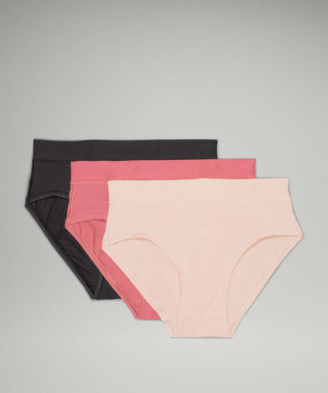Lululemon UnderEase High-Rise Bikini Underwear 3 Pack - Black / Misty Shell / Brier Rose