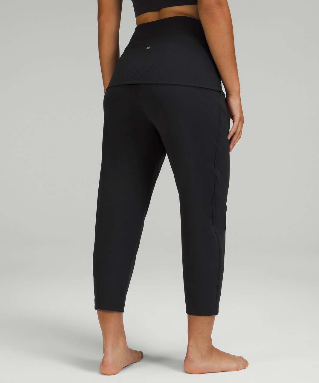 lululemon athletica, Pants & Jumpsuits, Lululemon Fold Over Hr Leggings  Size 6 Black Luon Fabric