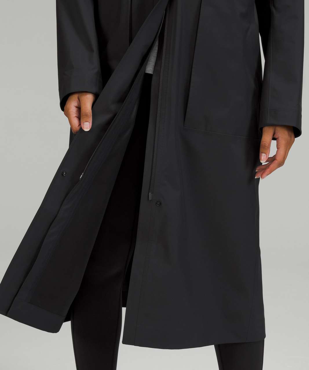 Long black sales rain jacket