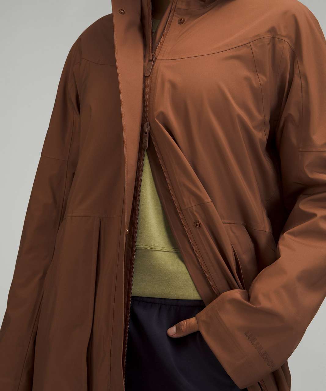 Lululemon Long Waterproof Rain Jacket - Roasted Brown