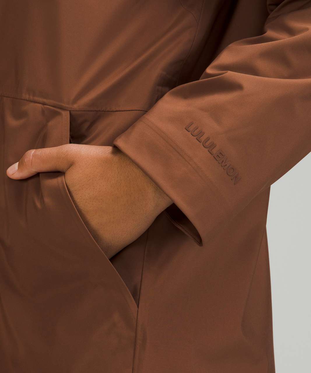 Lululemon Long Waterproof Rain Jacket - Roasted Brown