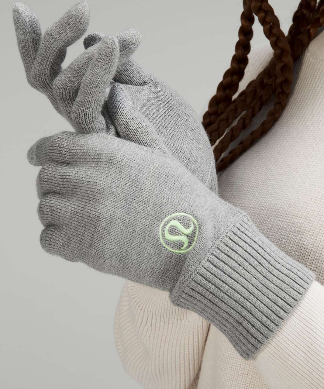 Lululemon Warm Revelation Gloves *Tech - Heathered Gull Grey / Faded Zap