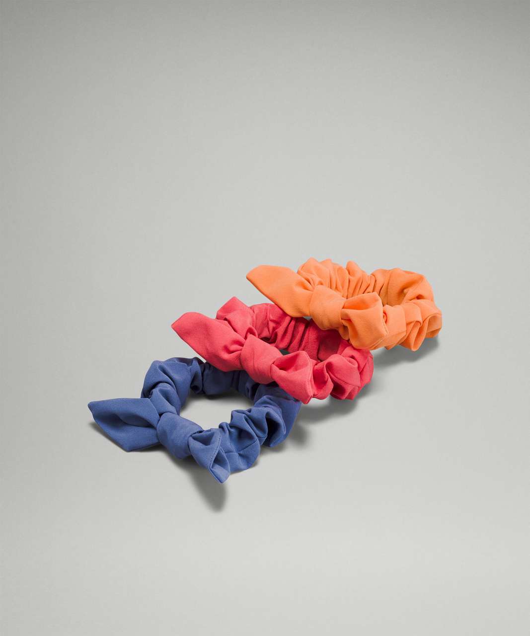 Lululemon Uplifting Bow Scrunchie 3 Pack - Water Drop / Pale Raspberry / Orange Frappe