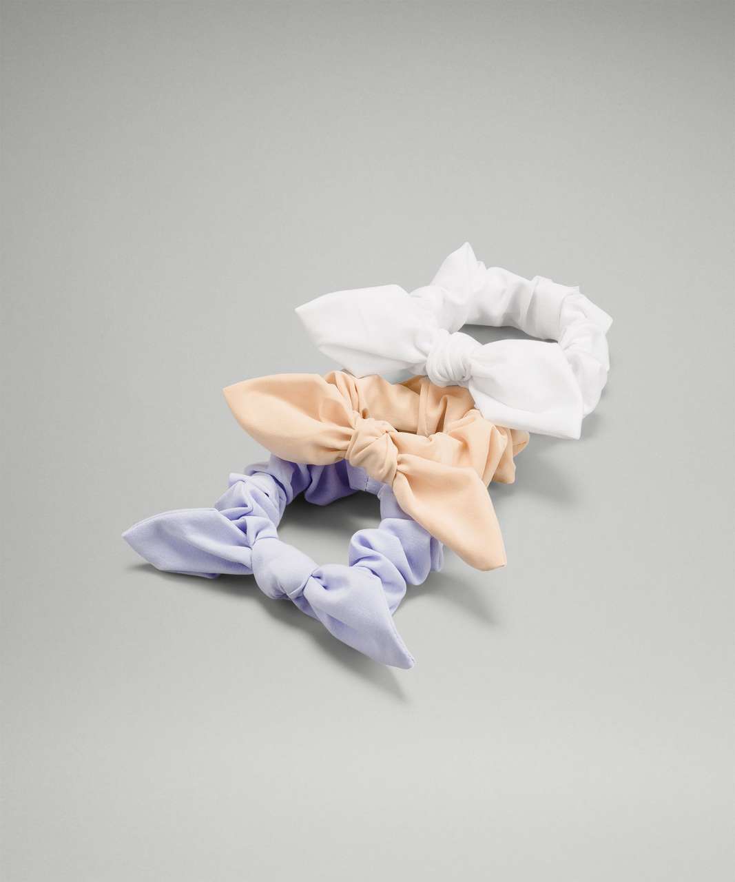 Lululemon Uplifting Bow Scrunchie 3 Pack - Pastel Blue / Prosecco / White