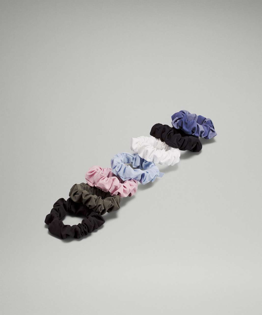 Lululemon Uplifting Scrunchie 7 Pack - Black / Carob Brown / Pink Peony / Blue Linen / White / Heritage 365 Camo Deep Coal Multi / Heritage 365 Camo Peri Purple Multi