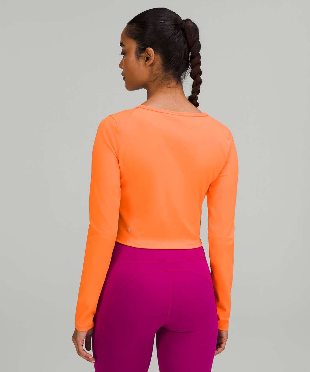 Lululemon Wunder Train Cropped Long Sleeve Shirt - Orange Frappe - lulu ...