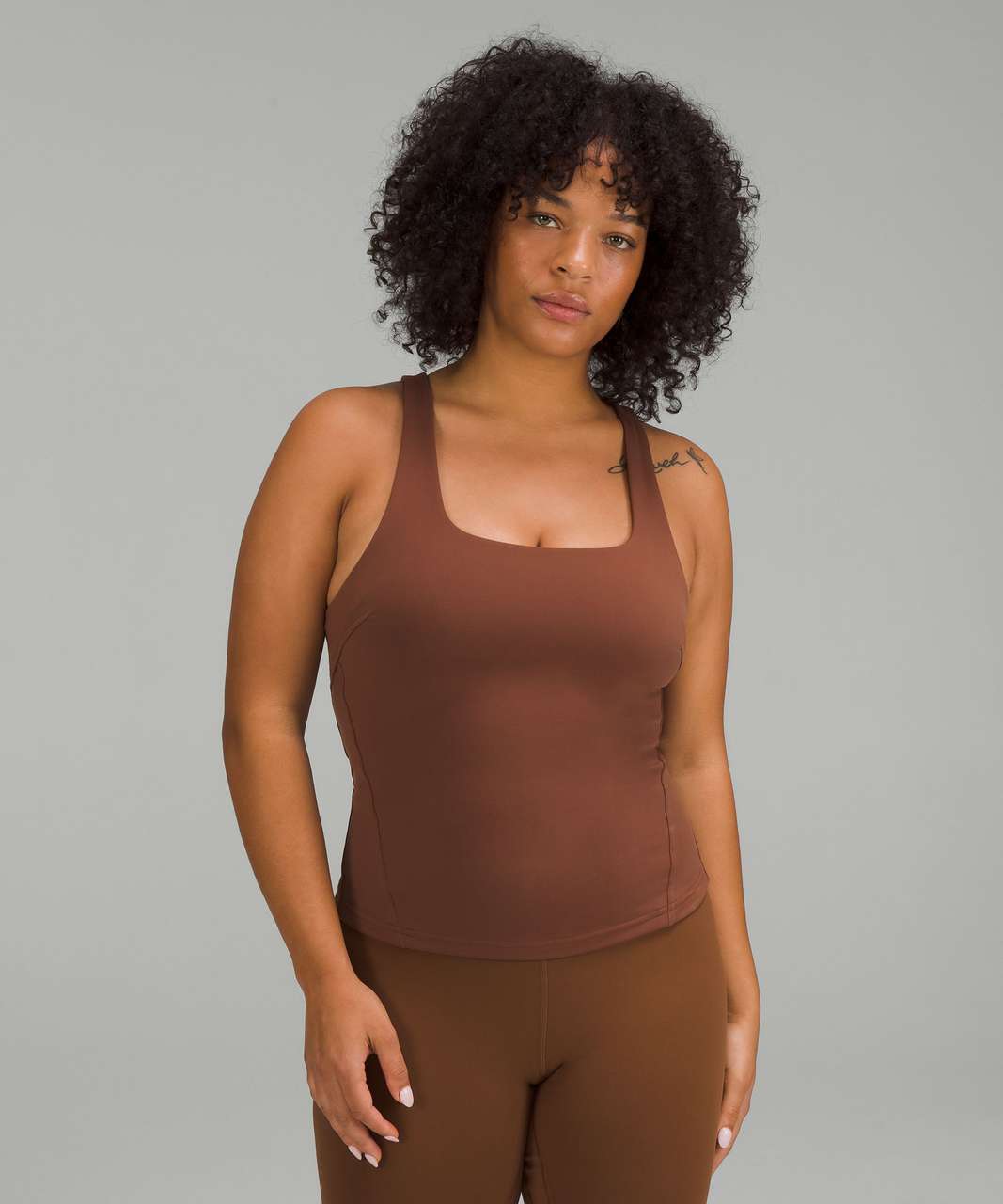 Lululemon Nulu and Mesh-Back Shelf-Bra Yoga Tank Top - Ancient Copper -  lulu fanatics