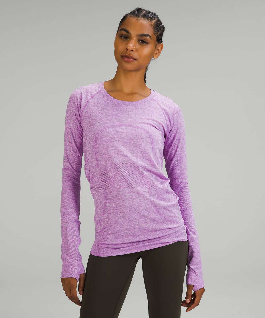 Lululemon Swiftly Tech Long Sleeve Crew - Slate / White - lulu fanatics