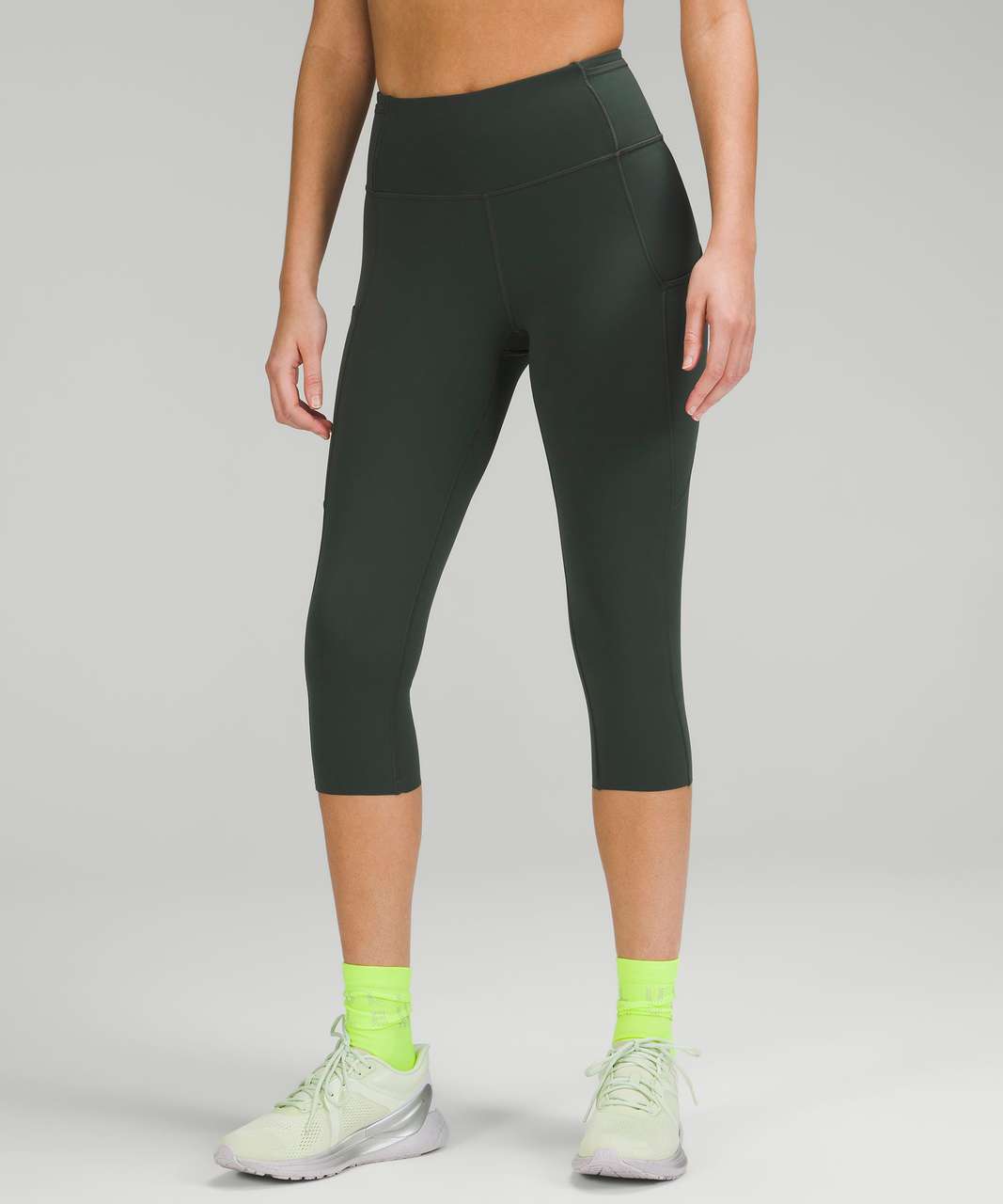 Lululemon Fast and Free Reflective High-Rise Crop 23 Pockets *Updated -  Black - lulu fanatics