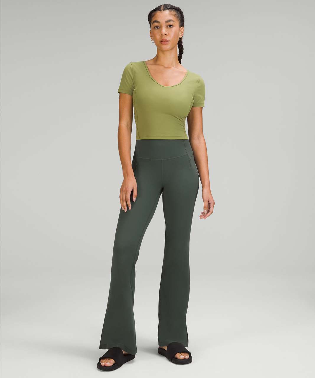 Lululemon Groove Super-High-Rise Split-Hem Flare Pant *Nulu - Smoked Spruce  - lulu fanatics